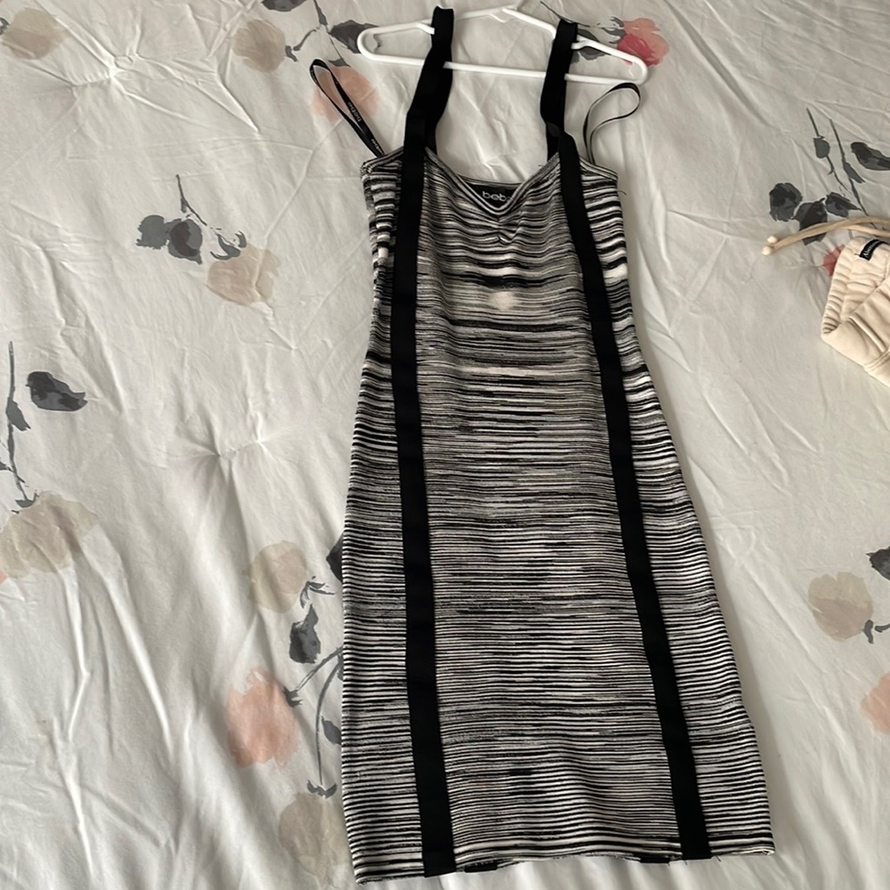 Black and white fitted Bebe dress